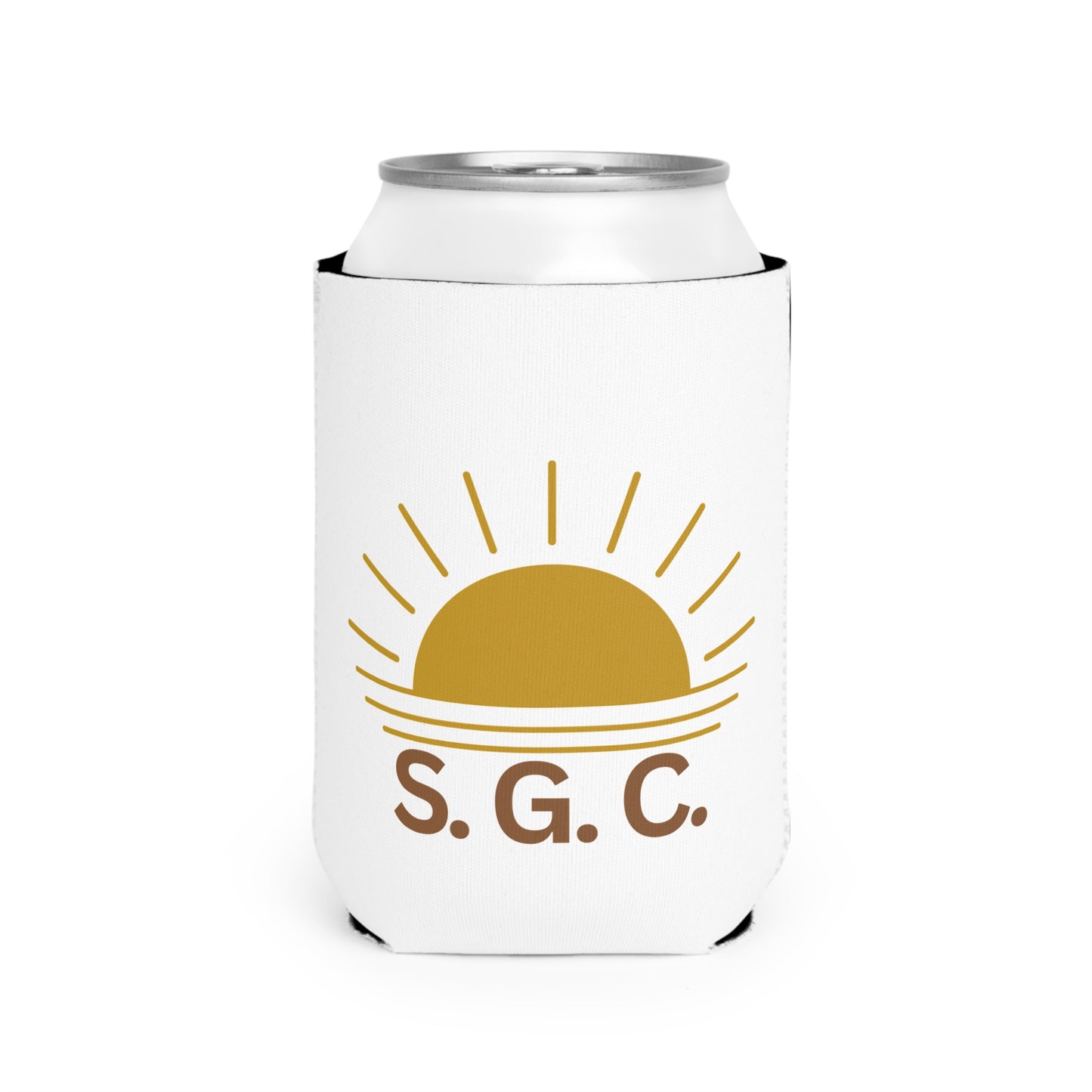 Salty Girls Club Sunset Can Cooler Sleeve — Retro Sunrise Neoprene Drink Sleeve