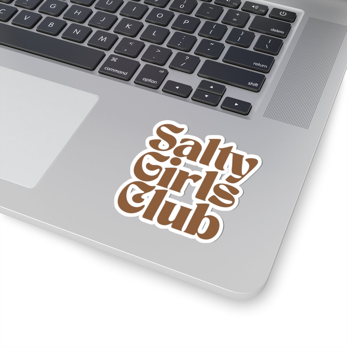 Salty Girls Club Kiss-Cut Sticker — Retro Brown Script Decal