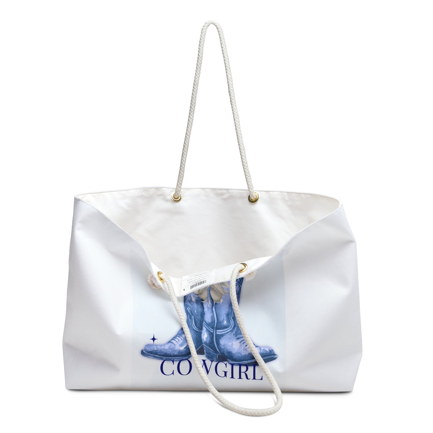 American Cowgirl Weekender Tote | Denim Blue Cowboy Boots & Bow | Salty Spur