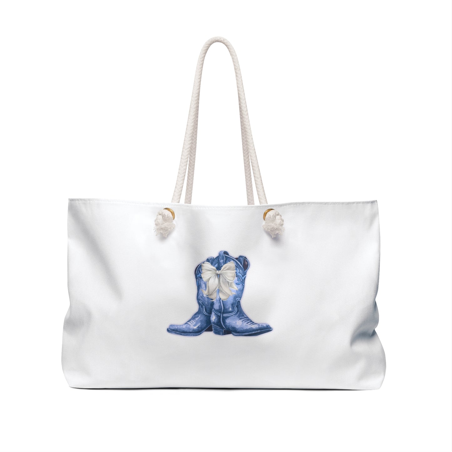 American Cowgirl Weekender Tote | Denim Blue Cowboy Boots & Bow | Salty Spur