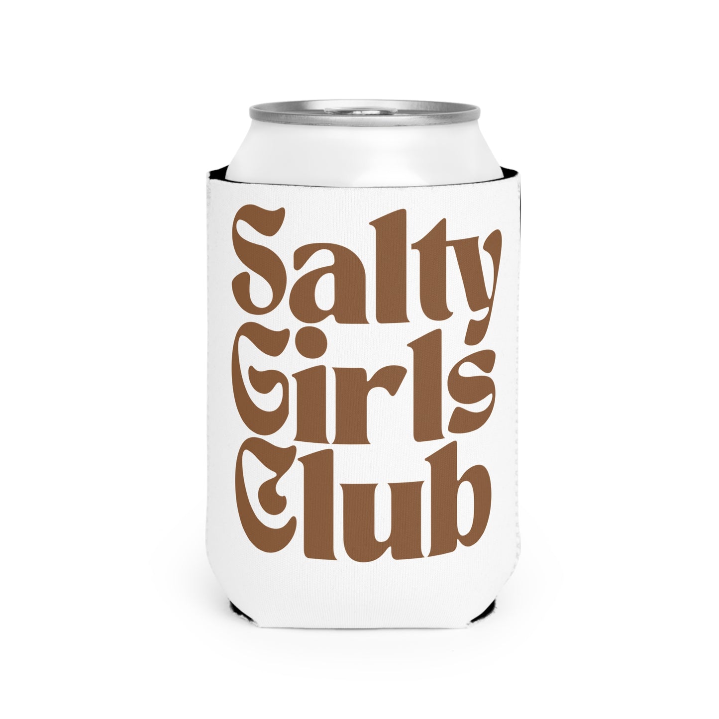 Salty Girls Club Can Cooler Sleeve — Retro Beach Neoprene Drink Sleeve