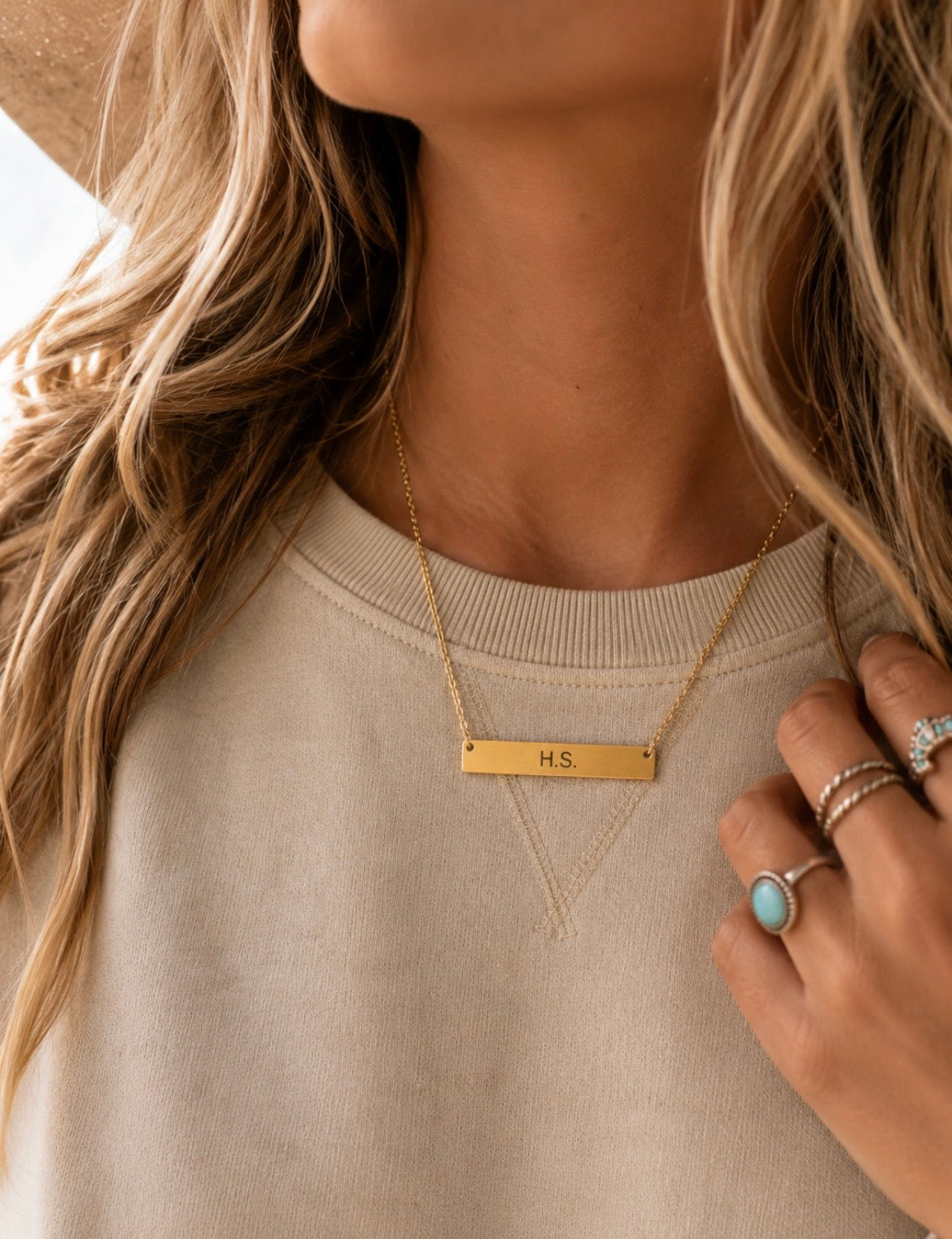 Personalized Bar Necklace — Custom Engraved Name | Rose Gold, Gold & Silver