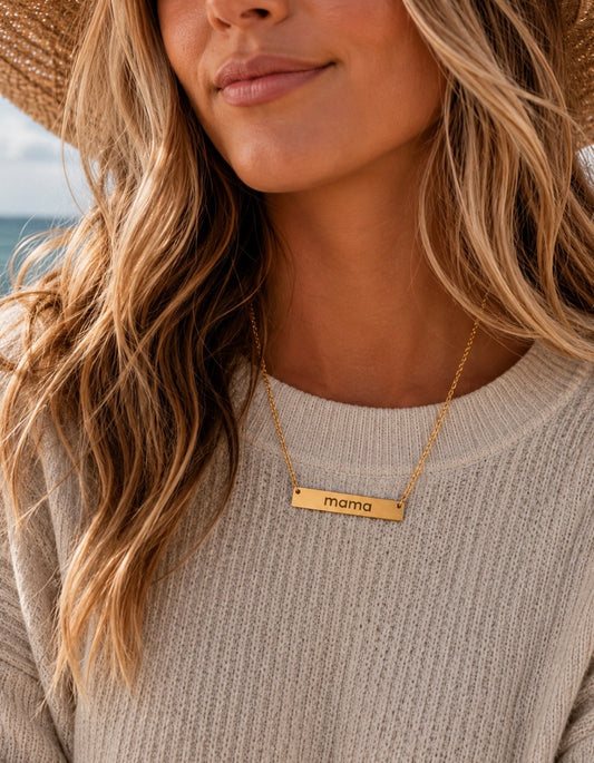 Personalized Bar Necklace — Custom Engraved Name | Rose Gold, Gold & Silver