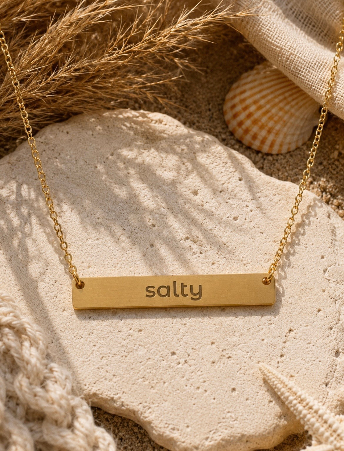 Personalized Bar Necklace — Custom Engraved Name | Rose Gold, Gold & Silver
