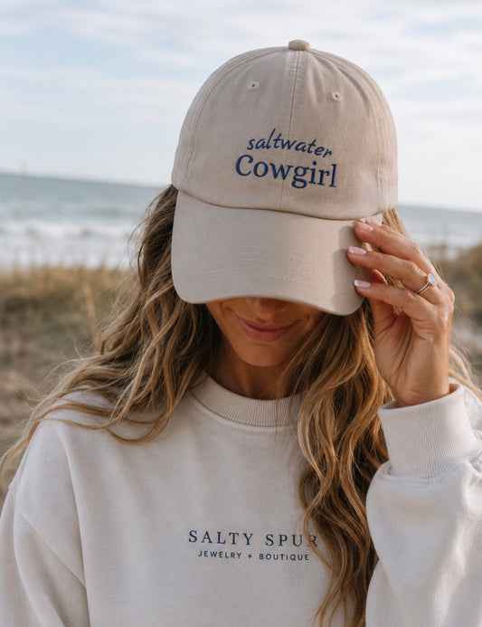 Saltwater Cowgirl Dad Cap | Embroidered Beach Baseball Hat