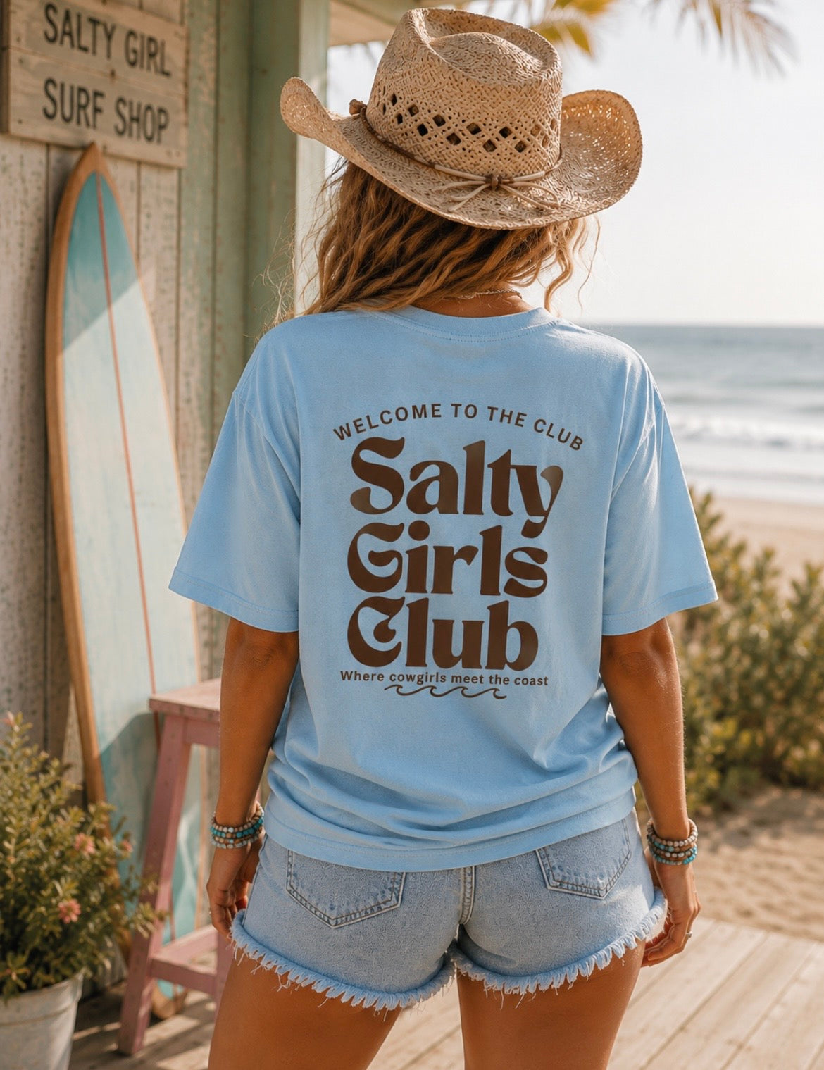 Salty Girls Club T-Shirt — Retro Beach Sun Graphic Tee