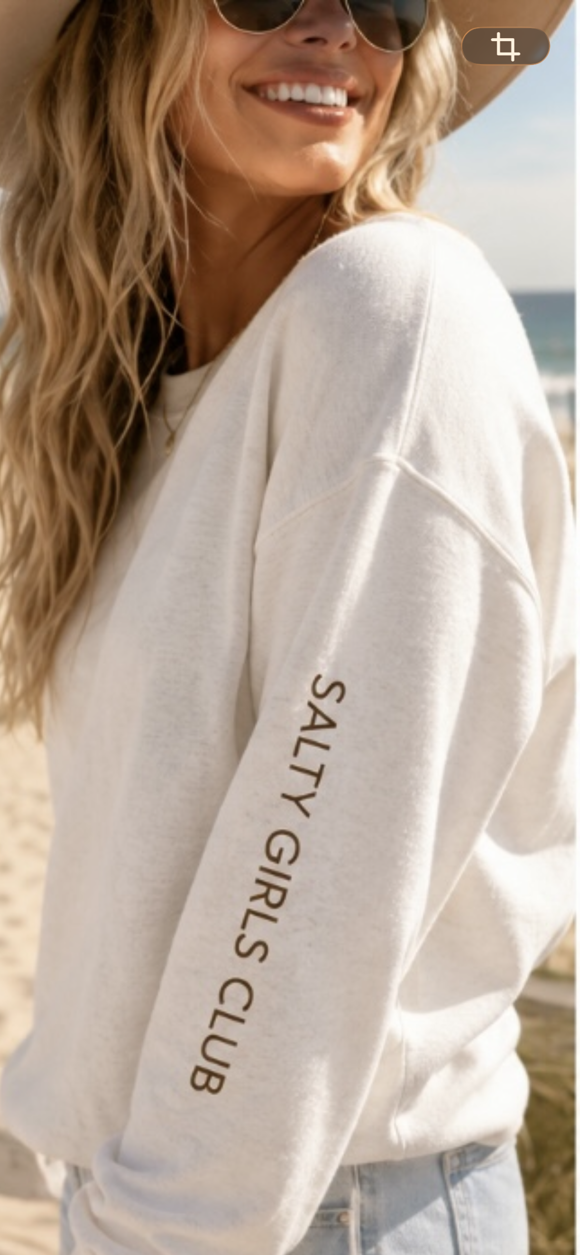 Salty Girls Club Crewneck Sweatshirt — Retro Surf Embroidered Pullover