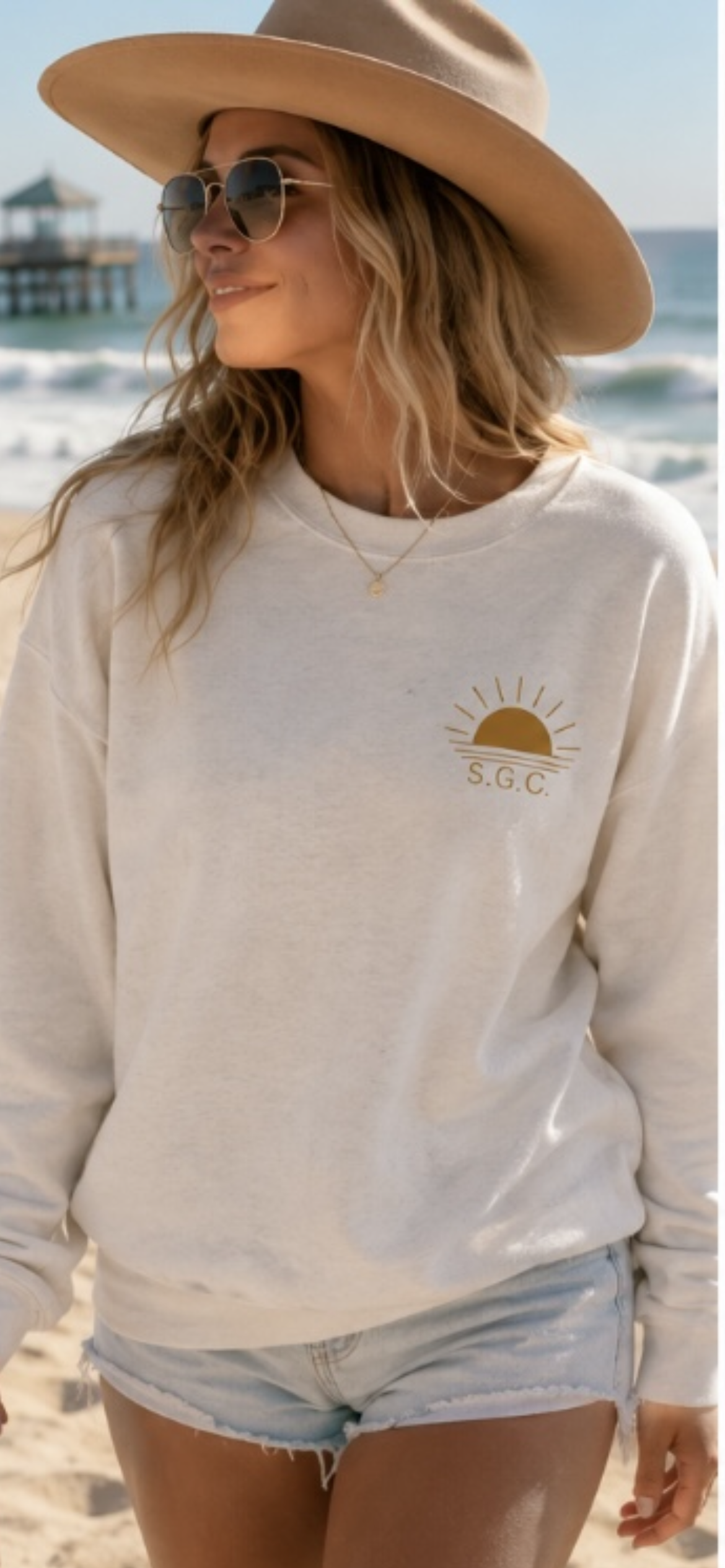 Salty Girls Club Crewneck Sweatshirt — Retro Surf Embroidered Pullover