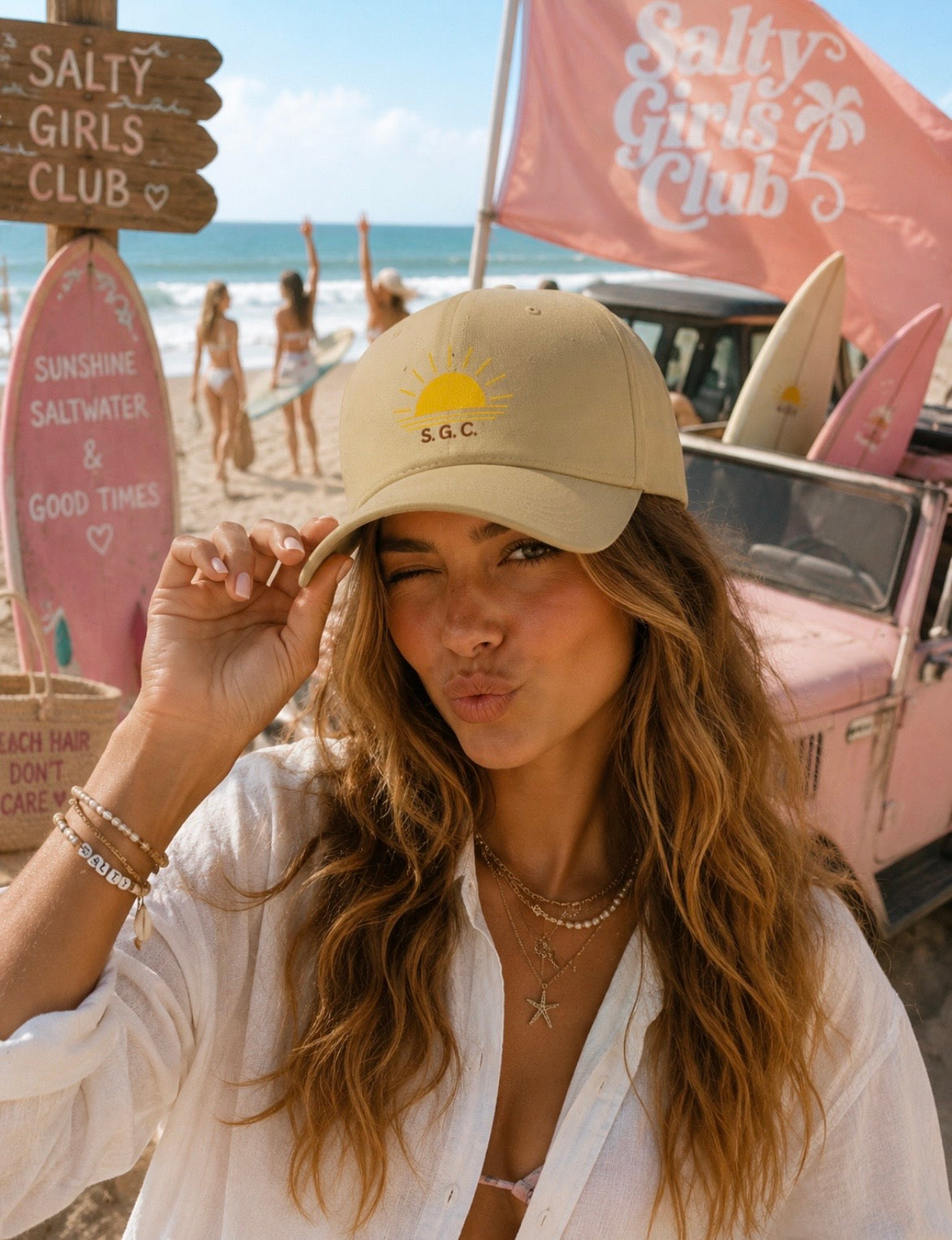 Salty Girls Club Minimalist Dad Hat — Sunrise Logo Baseball Cap