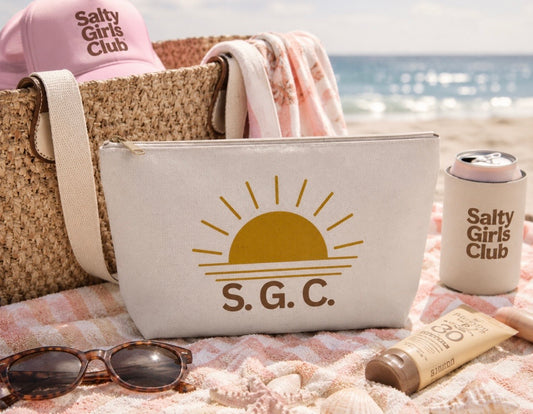 Salty Girls Club Sunrise Monogram Pouch — S.G.C. T-Bottom Cosmetic Bag