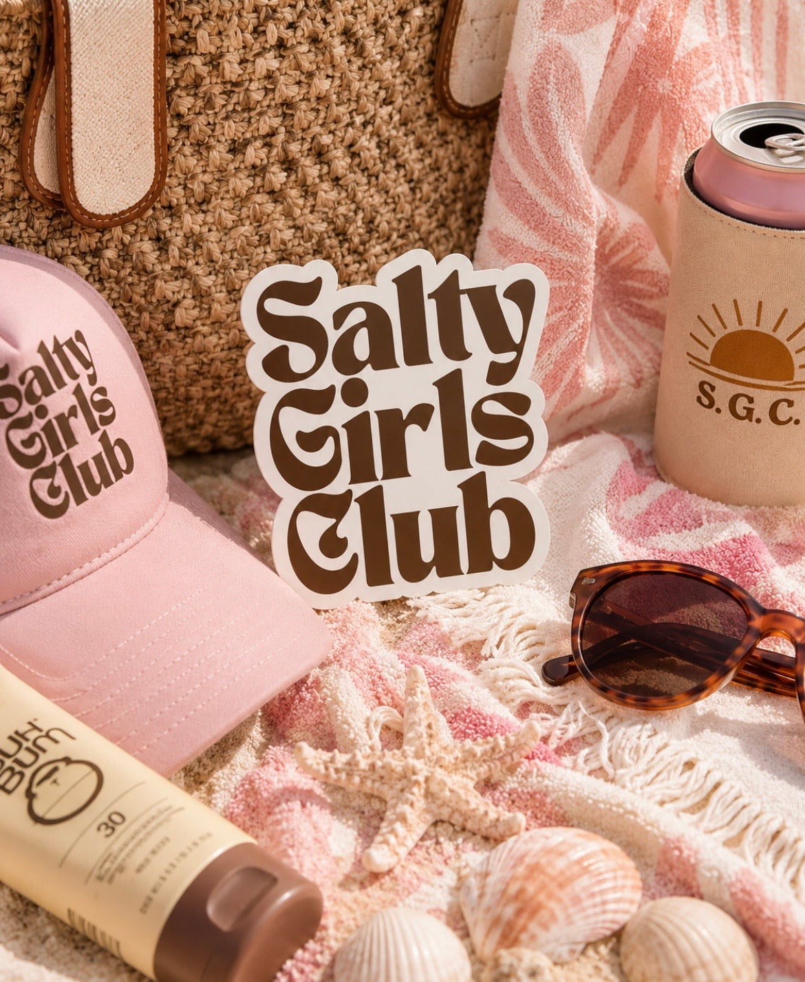 Salty Girls Club Kiss-Cut Sticker — Retro Brown Script Decal