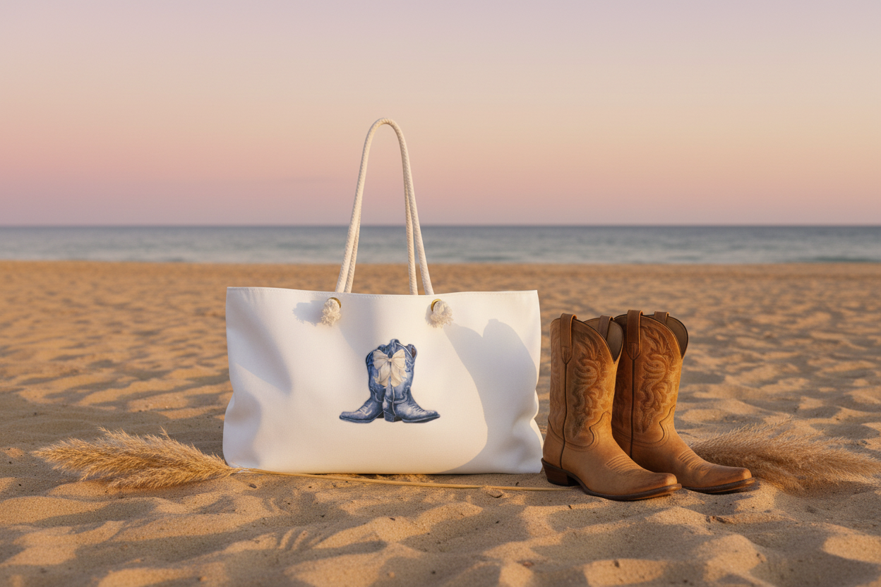 American Cowgirl Bag on Beach - No Text Version
