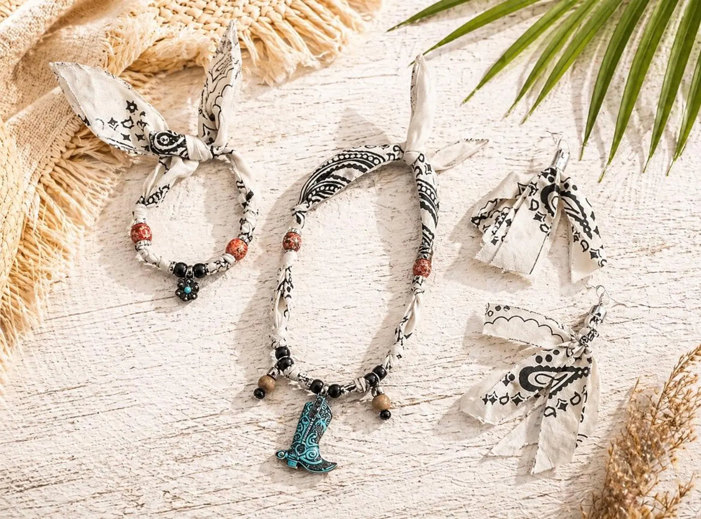 Rodeo Beach Set — Handmade Bandana Jewelry Set
