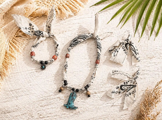 Rodeo Beach Set — Handmade Bandana Jewelry Set